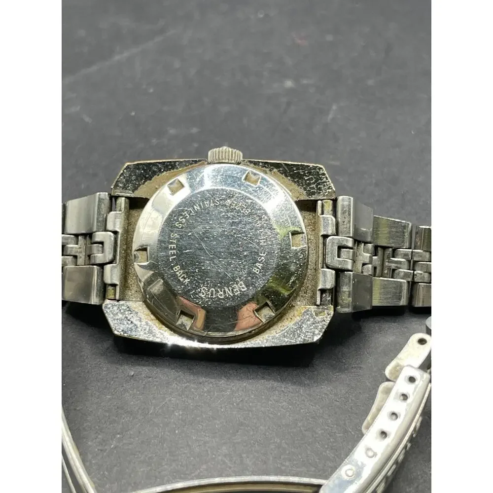 Vintage Benrus Automatic Silver Tone Cushion Watch Stainless Steel 27MM